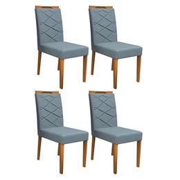 Conjunto 4 Cadeiras Caroline Ipê/Azul - PR Móveis 