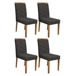 Conjunto 4 Cadeiras Caroline Ipê/Cinza Escuro - PR Móveis 