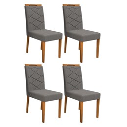 Conjunto 4 Cadeiras Caroline Ipê/Cinza - PR Móveis 
