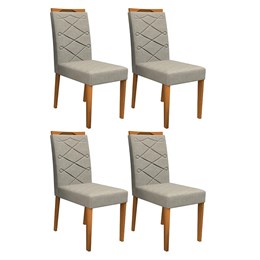 Conjunto 4 Cadeiras Caroline Ipê/Marrom Claro - PR Móveis 