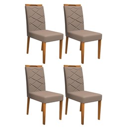 Conjunto 4 Cadeiras Caroline Ipê/Marrom - PR Móveis 