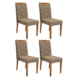 Conjunto 4 Cadeiras Caroline Ipê/Marrom Rosê - PR Móveis 