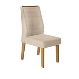 Conjunto 4 Cadeiras Curvata Carvalho Europeu/Linho Árido - PR Móveis 