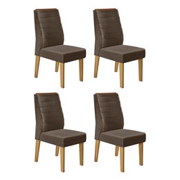 Conjunto 4 Cadeiras Curvata Carvalho Europeu/Marrom Café - PR Móveis 