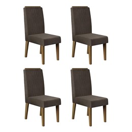 Conjunto 4 Cadeiras Elen Carvalho Europeu/Marrom Café - PR Móveis 