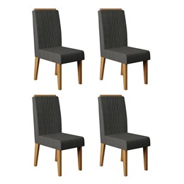 Conjunto 4 Cadeiras Elen Carvalho Europeu/Suede Cinza - PR Móveis 