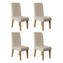 Conjunto 4 Cadeiras Elen Carvalho Europeu/Suede Nude - PR Móveis 