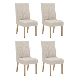 Conjunto 4 Cadeiras Eloá Nature/Suede Linho - Móveis Henn