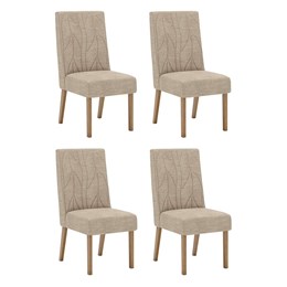 Conjunto 4 Cadeiras Eloá Nature/Veludo Creme - Móveis Henn