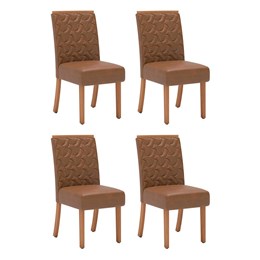 Conjunto 4 Cadeiras Esther Nature/Corano Caramelo - Móveis Henn