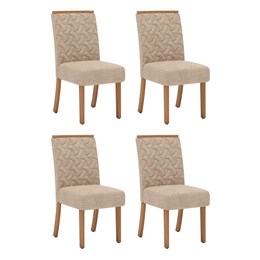 Conjunto 4 Cadeiras Esther Nature/Veludo Creme - Móveis Henn