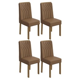 Conjunto 4 Cadeiras Exclusive Amêndoa/Corino Caramelo - Móveis Lopas