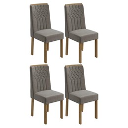 Conjunto 4 Cadeiras Exclusive Amêndoa/Suede Bege - Móveis Lopas
