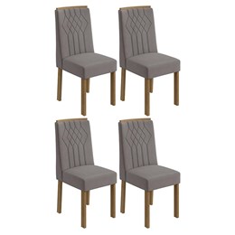 Conjunto 4 Cadeiras Exclusive Amêndoa/Veludo Capuccino - Móveis Lopas 