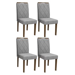 Conjunto 4 Cadeiras Isabela Amêndoa/Cinza Claro - PR Móveis 