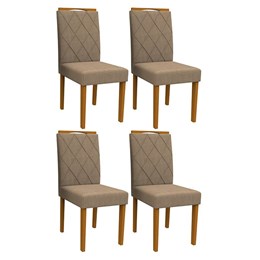 Conjunto 4 Cadeiras Isabela Ipê/Marrom Rosê - PR Móveis 