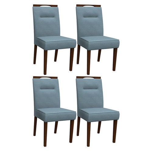 Conjunto 4 Cadeiras Itália Amêndoa/Azul - PR Móveis  
