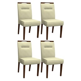 Conjunto 4 Cadeiras Itália Amêndoa/Bege - PR Móveis  