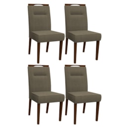 Conjunto 4 Cadeiras Itália Amêndoa/Cinza - PR Móveis   Conjunto 4 Cadeiras Itália Amêndoa/Cinza - PR Móveis