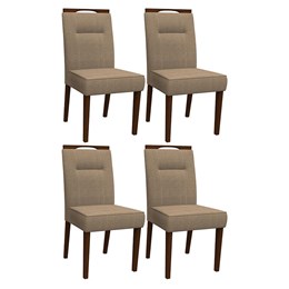 Conjunto 4 Cadeiras Itália Amêndoa/Marrom Rosê - PR Móveis  