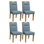 Conjunto 4 Cadeiras Itália Ipê/Azul - PR Móveis 