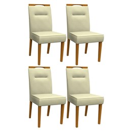 Conjunto 4 Cadeiras Itália Ipê/Bege - PR Móveis 