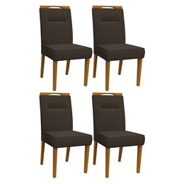 Conjunto 4 Cadeiras Itália Ipê/Café - PR Móveis 