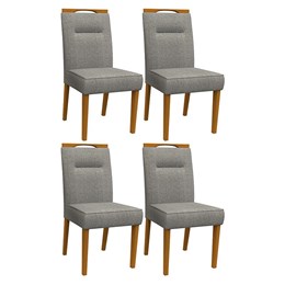 Conjunto 4 Cadeiras Itália Ipê/Cinza Claro - PR Móveis 