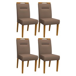 Conjunto 4 Cadeiras Itália Ipê/Marrom - PR Móveis 