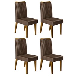 Conjunto 4 Cadeiras Lara Canela/Marrom Café - PR Móveis 