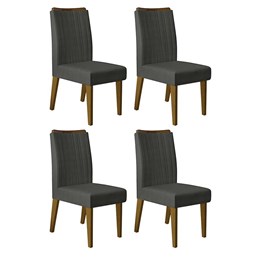 Conjunto 4 Cadeiras Lara Canela/Suede Cinza - PR Móveis 