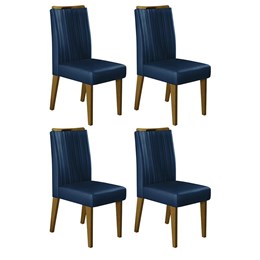 Conjunto 4 Cadeiras Lara Canela/Veludo Marinho - PR Móveis 