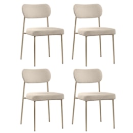 Conjunto 4 Cadeiras Lavínia Bouclê Bege/Aço Champanhe - Salaone Conjunto 4 Cadeiras Lavínia Bouclê Bege/Aço Champanhe - Salaone