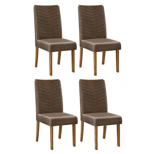 Conjunto 4 Cadeiras Lucila Carvalho Europeu/Marrom Café - PR Móveis 