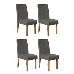 Conjunto 4 Cadeiras Lucila Carvalho Europeu/Suede Cinza - PR Móveis 