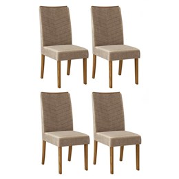 Conjunto 4 Cadeiras Lucila Carvalho Europeu/Veludo Caqui - PR Móveis 