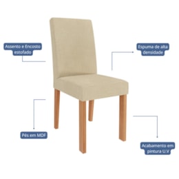 Conjunto 4 Cadeiras Maia Cinamomo/Linho Gengibre - Cimol Móveis Conjunto 4 Cadeiras Maia Cinamomo/Linho Gengibre - Cimol Móveis