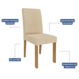 Conjunto 4 Cadeiras Maia Nature/Linho Gengibre - Cimol Móveis Conjunto 4 Cadeiras Maia Nature/Linho Gengibre - Cimol Móveis