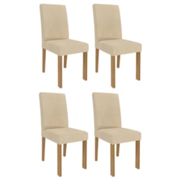 Conjunto 4 Cadeiras Maia Nature/Linho Gengibre - Cimol Móveis Conjunto 4 Cadeiras Maia Nature/Linho Gengibre - Cimol Móveis