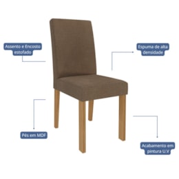 Conjunto 4 Cadeiras Maia Nature/Linho Mascavo - Cimol Móveis Conjunto 4 Cadeiras Maia Nature/Linho Mascavo - Cimol Móveis