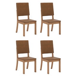 Conjunto 4 Cadeiras Milla Plus Nature/Corano Caramelo - Móveis Henn