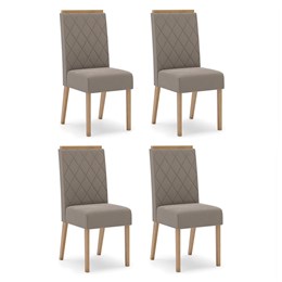 Conjunto 4 Cadeiras Nina Nature/Veludo Marrom Amêndoa - Móveis Henn