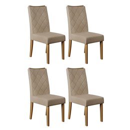 Conjunto 4 Cadeiras Sara Carvalho Europeu/Linho Árido - PR Móveis 
