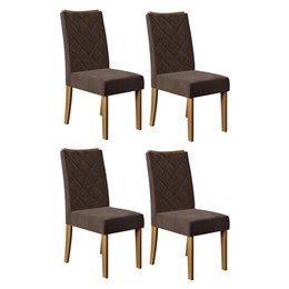 Conjunto 4 Cadeiras Sara Carvalho Europeu/Marrom Café - PR Móveis 
