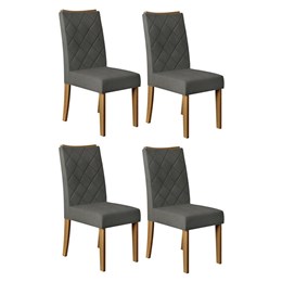 Conjunto 4 Cadeiras Sara Carvalho Europeu/Suede Cinza - PR Móveis 
