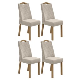 Conjunto 4 Cadeiras Vênus Amêndoa/Linho Bege - Móveis Lopas