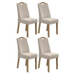 Conjunto 4 Cadeiras Vênus Amêndoa/Linho Bege - Móveis Lopas Conjunto 4 Cadeiras Vênus Amêndoa/Linho Bege - Móveis Lopas