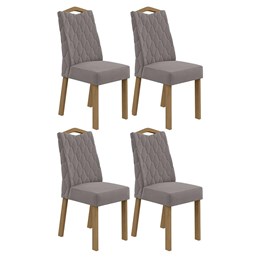 Conjunto 4 Cadeiras Vênus Amêndoa/Veludo Capuccino - Móveis Lopas