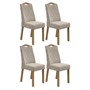 Conjunto 4 Cadeiras Vênus Amêndoa/Veludo Creme - Móveis Lopas