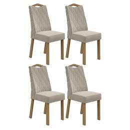 Conjunto 4 Cadeiras Vênus Amêndoa/Veludo Creme - Móveis Lopas